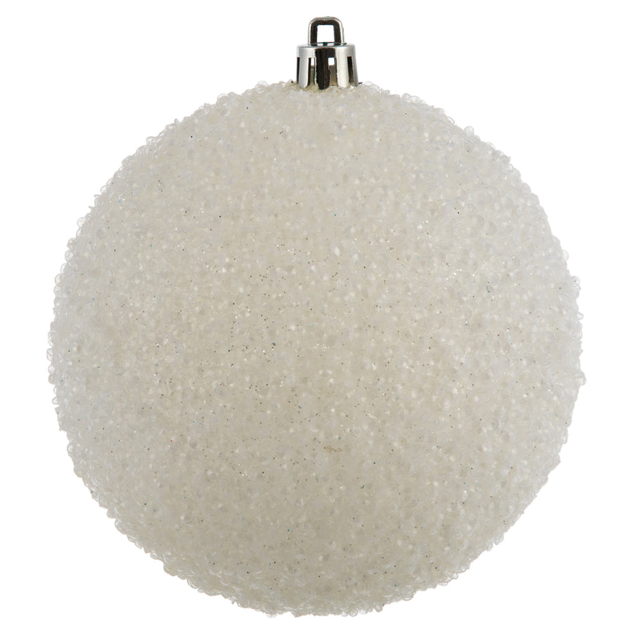 4" White Beaded Ball Drilled