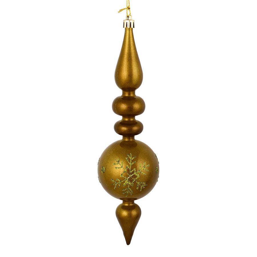 10" Olive Candy Snowflake Finial