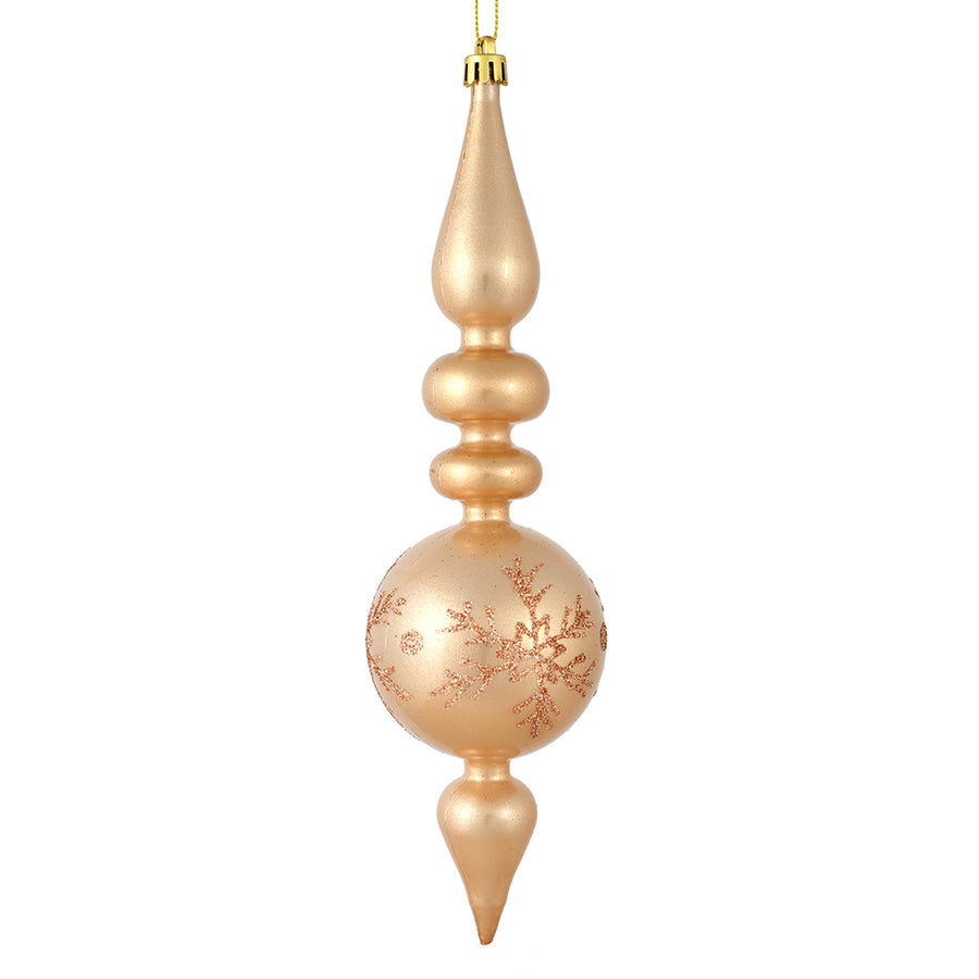 10" CafeLatte Candy Snowflake Finial 4Bg