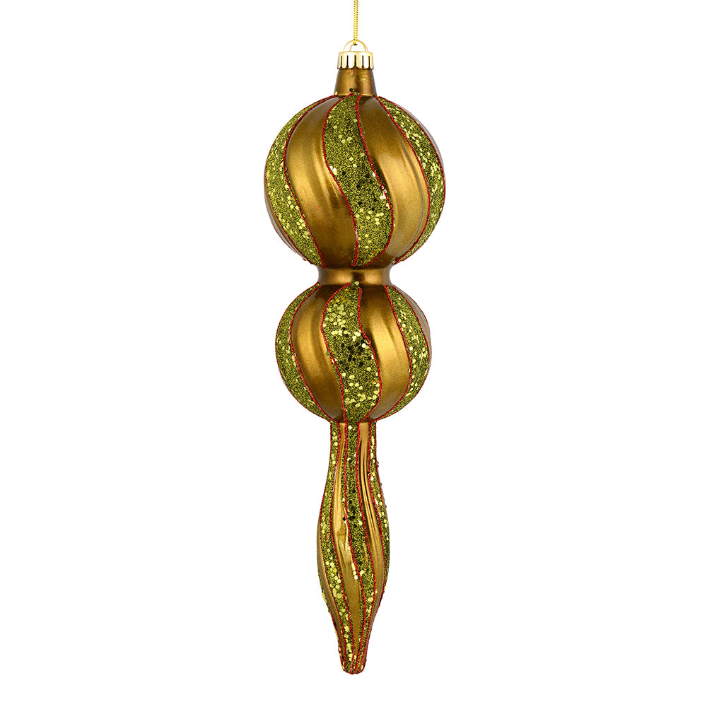16.5" Olive Candy Glitter Finial