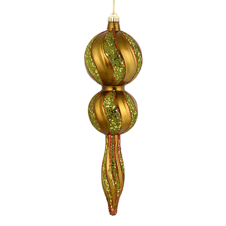 16.5" Olive Candy Glitter Finial