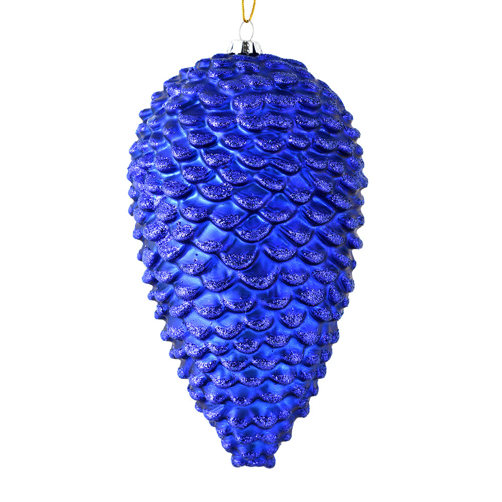 10" Cobalt Blue Matte Glitt Pinecone