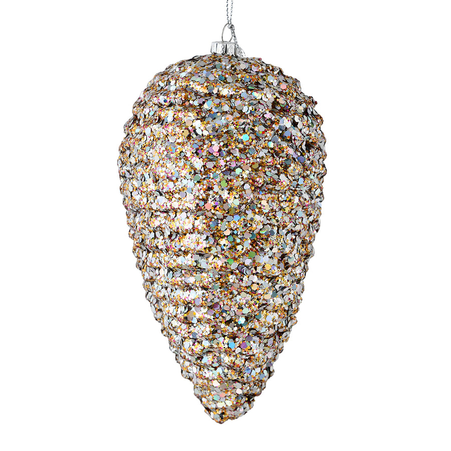 10" Multi-Colored Matte Glitter Pinecone