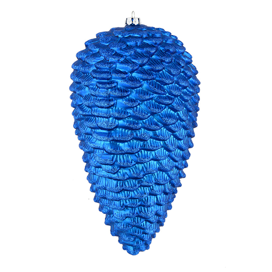 7" Blue Matte Glitter Pinecone