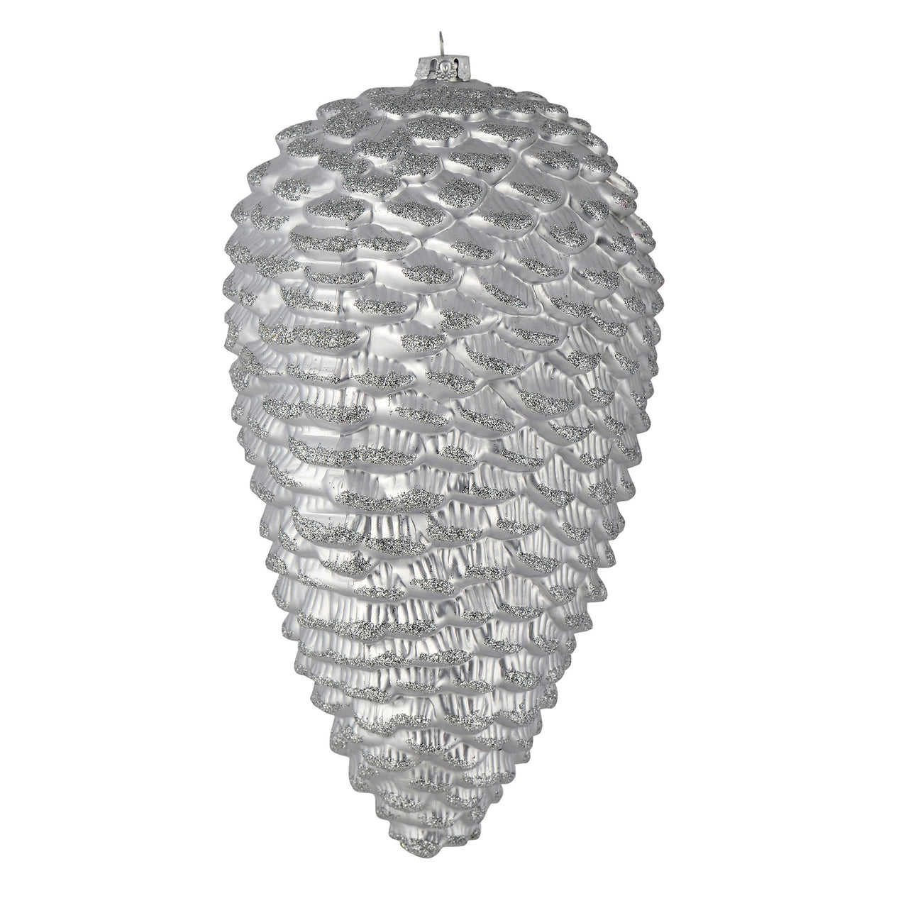 10" Silver Matte Glitter Pinecone