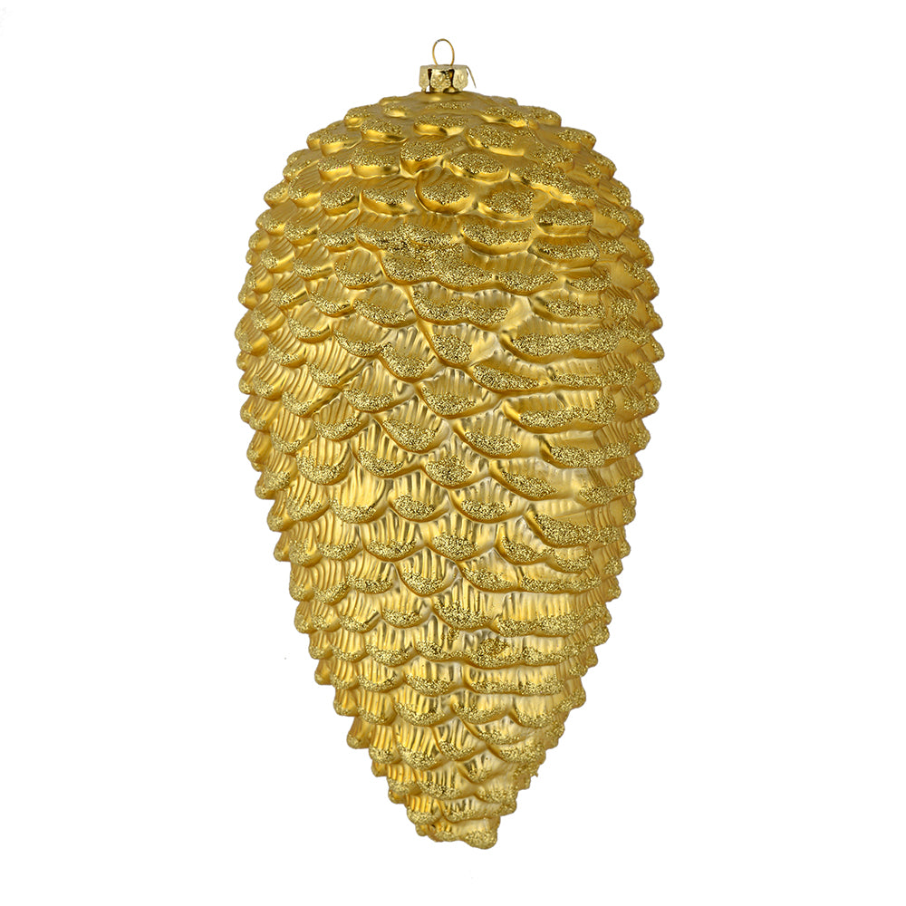 10" Gold Matte Glitter Pinecone