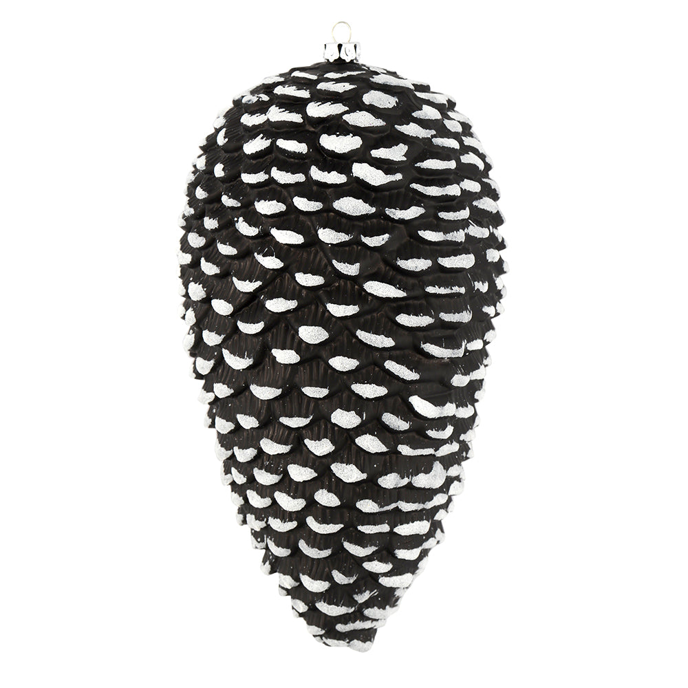 10" Black/White Matte Glitt Pinecone