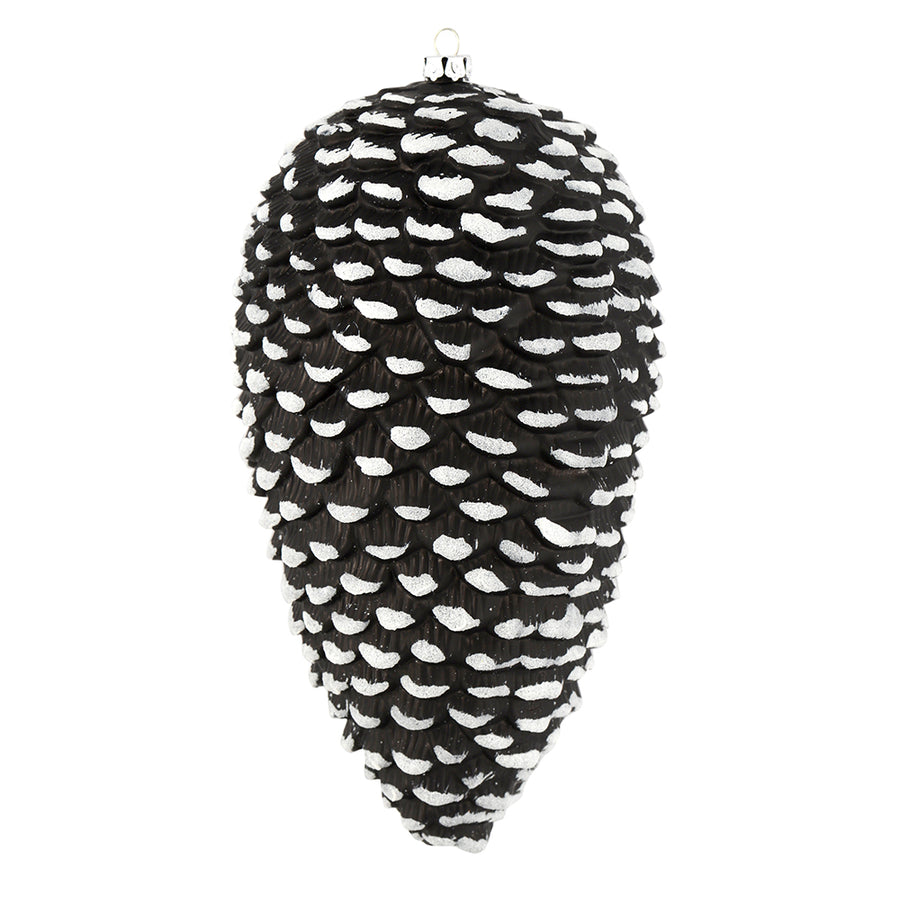 10" Black/White Matte Glitt Pinecone