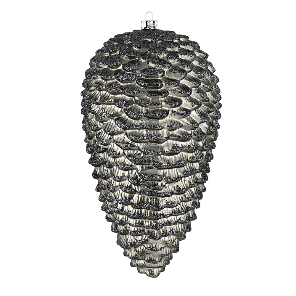 10" Limestone Matte Glitter Pinecone