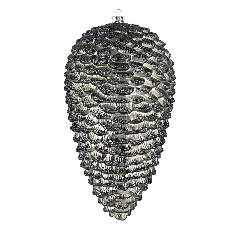 10" Limestone Matte Glitter Pinecone