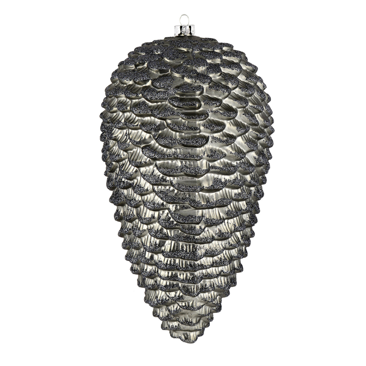 7" Limestone Matte Glitter Pinecone
