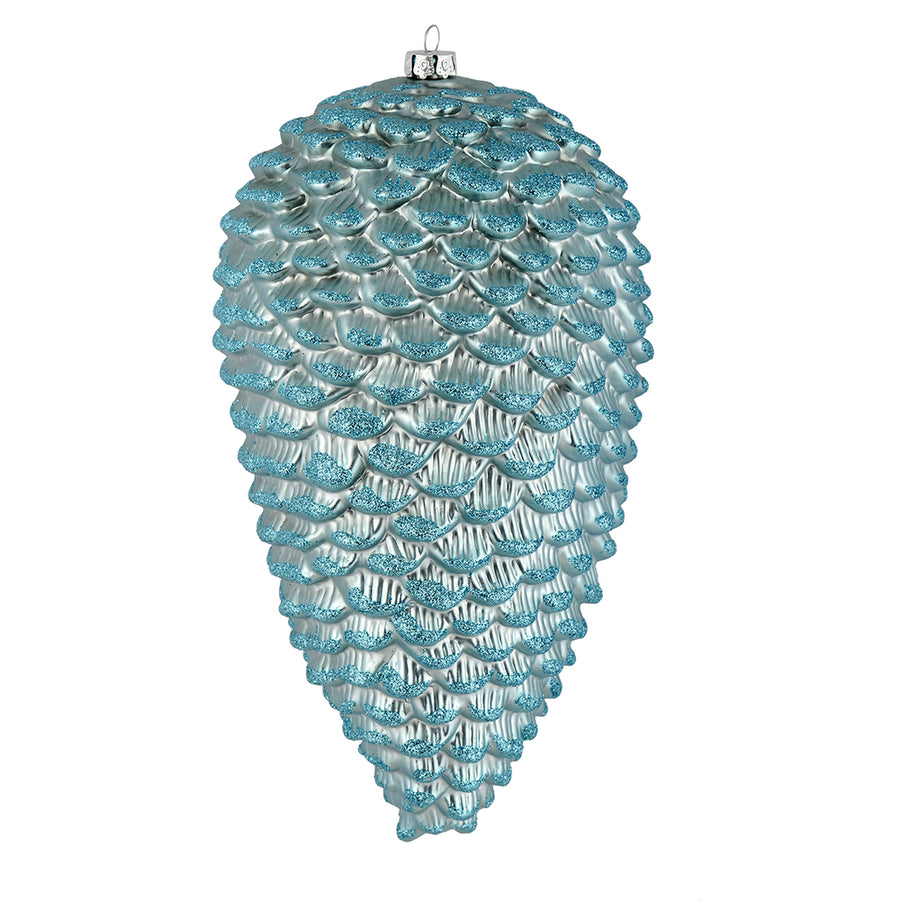 10" Baby Blue Matte Glitter Pinecone
