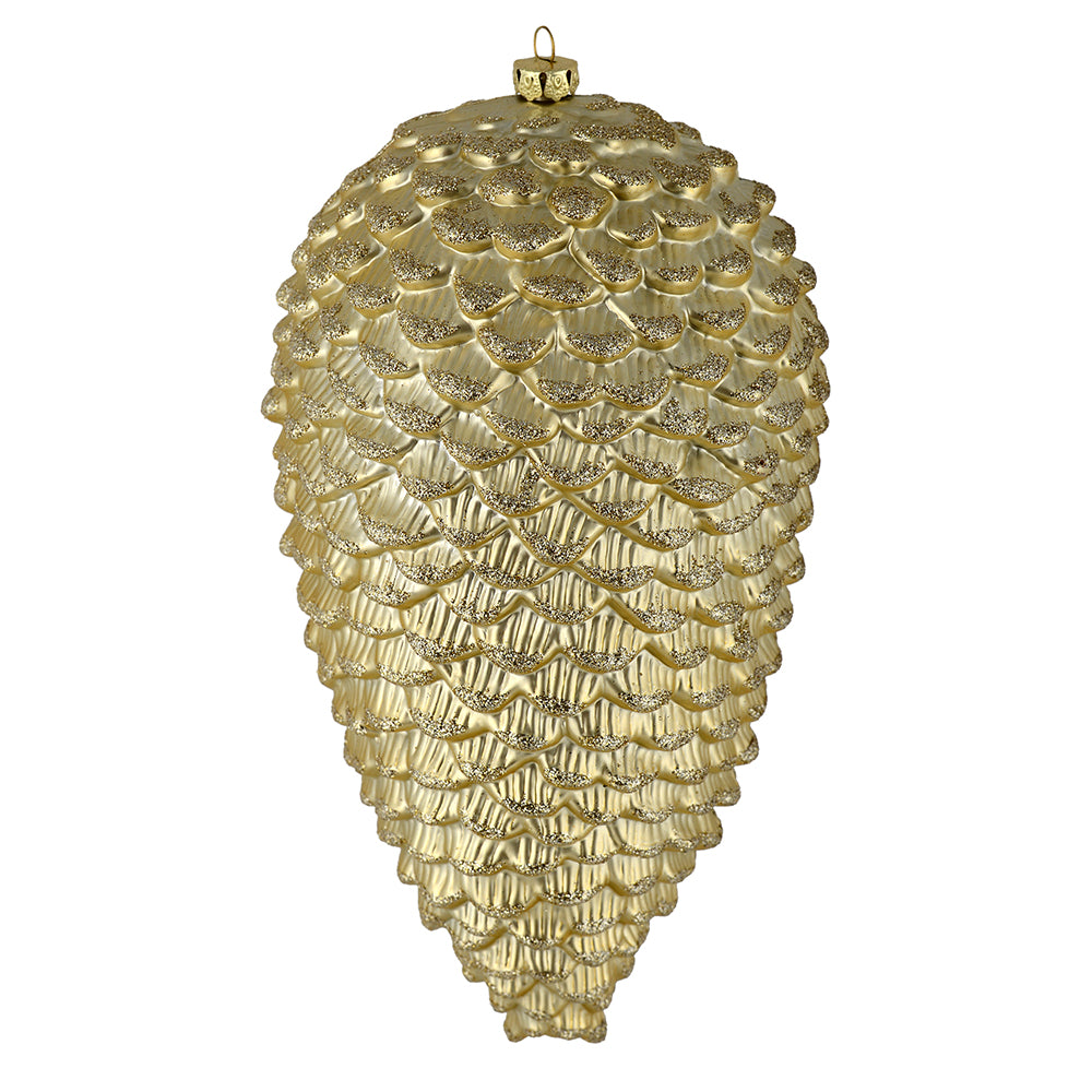 7" Champagne Matte Glitter Pinecone