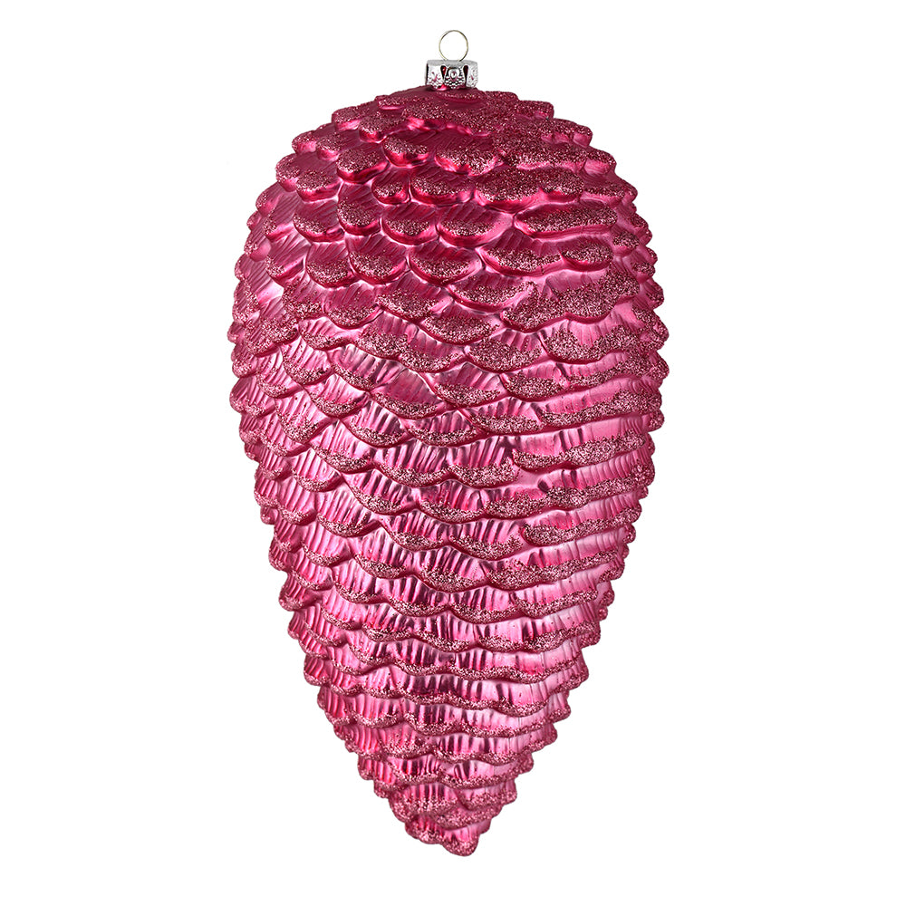 7" Mauve Matte Glitter Pinecone
