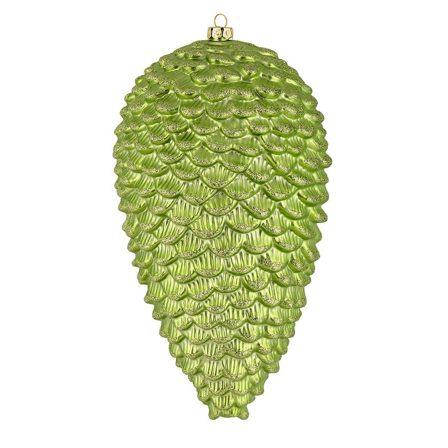 7" Celadon Matte Glitter Pinecone