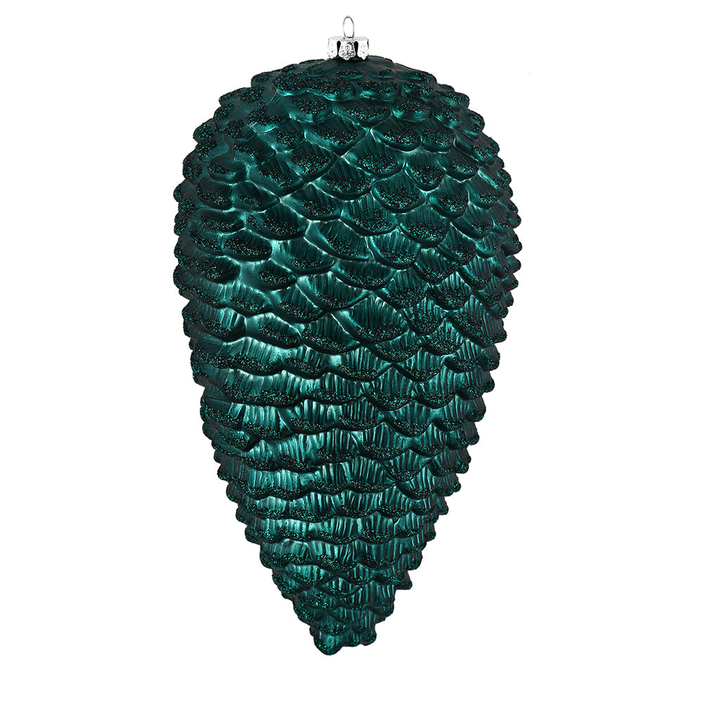 10" Sea Blue Matte Glitter Pinecone