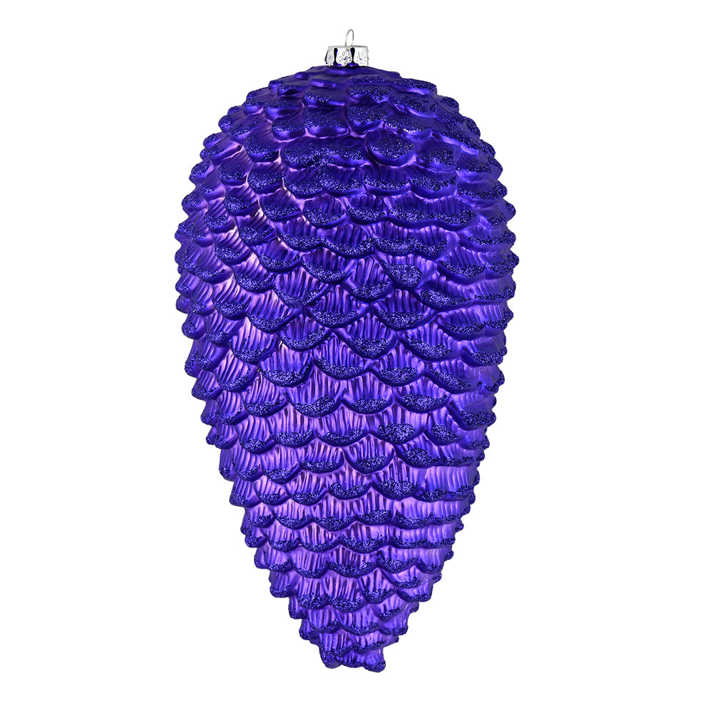 7" Purple Matte Glitter Pinecone