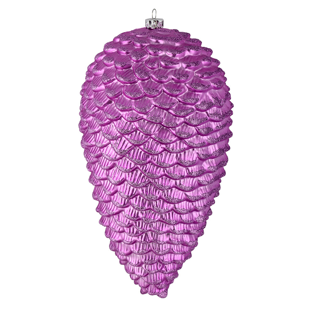10" Orchid Matte Glitter Pinecone