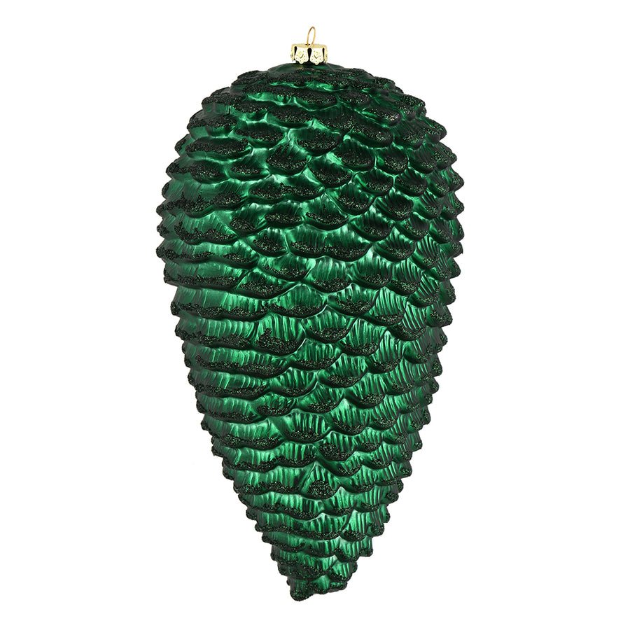 10" Midnt Grn Matte Glitter Pinecone