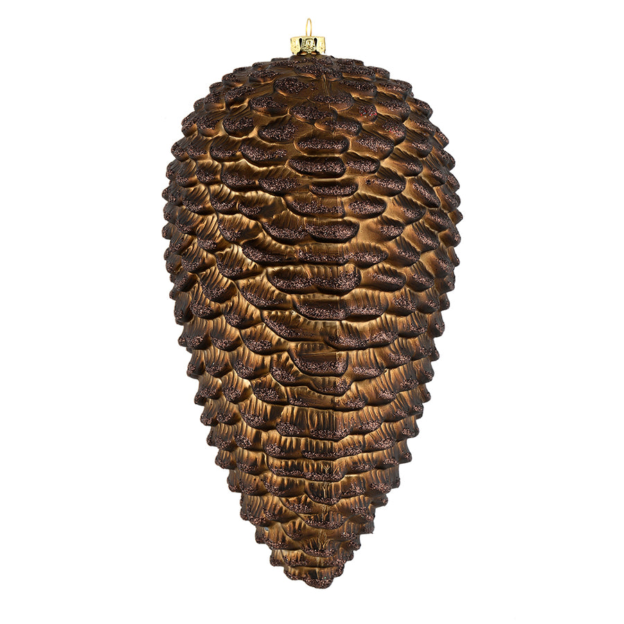 7" Chocolate Matte Glitter Pinecone