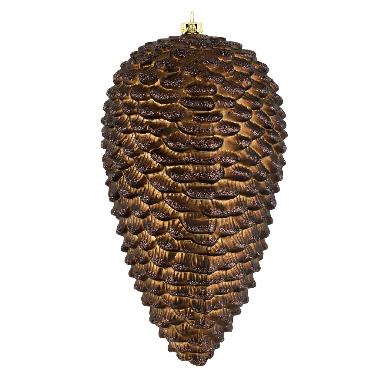 10" Chocolate Matte Glitter Pinecone 2/B