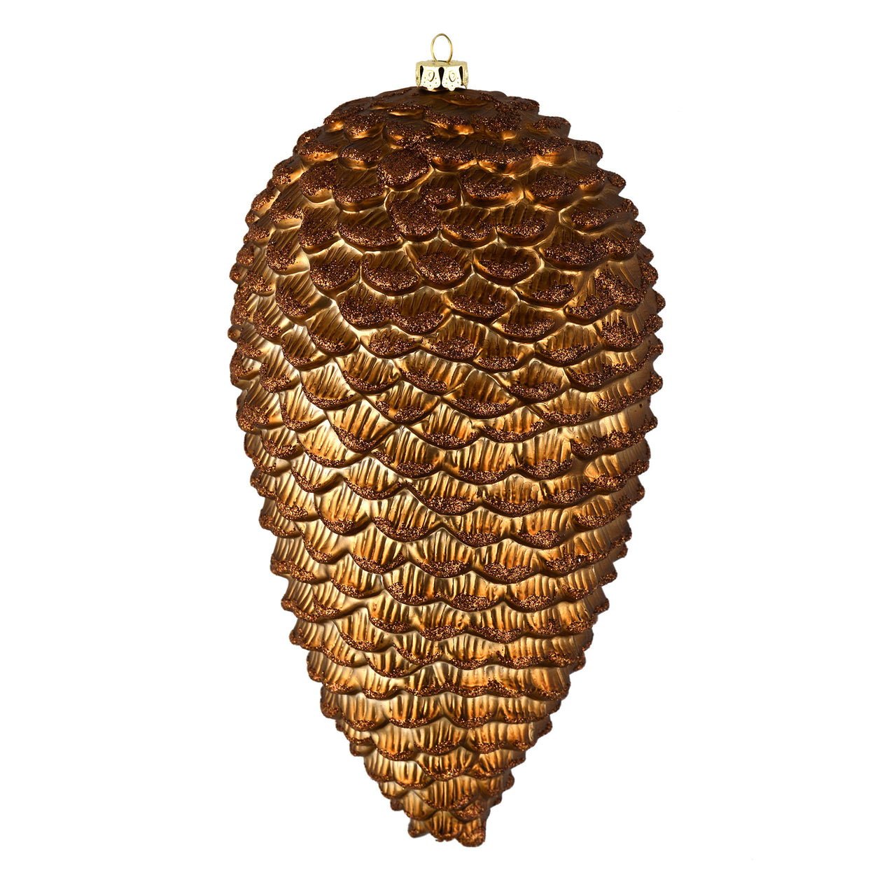 7" Mocha Matte Glitter Pinecone