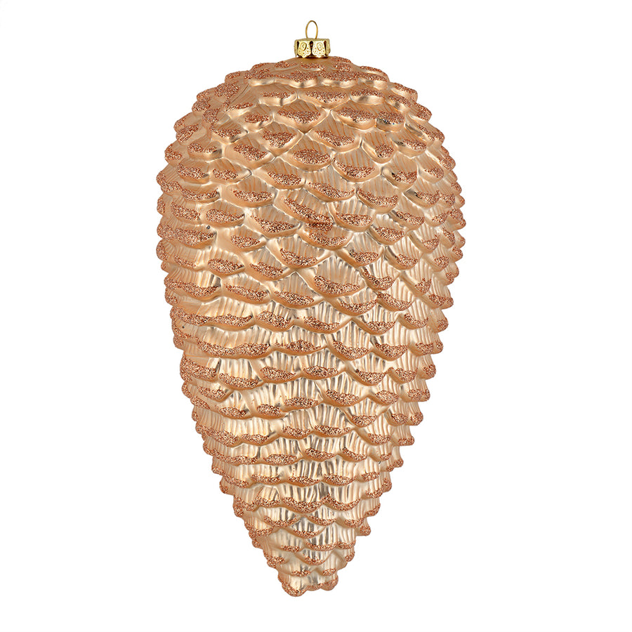 10" Café Latte Matte Glitter Pinecone 2/