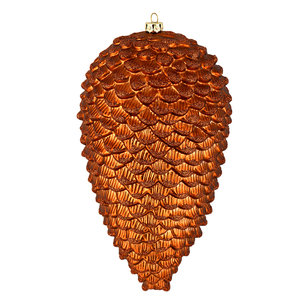 10" Copper Matte Glitter Pinecone