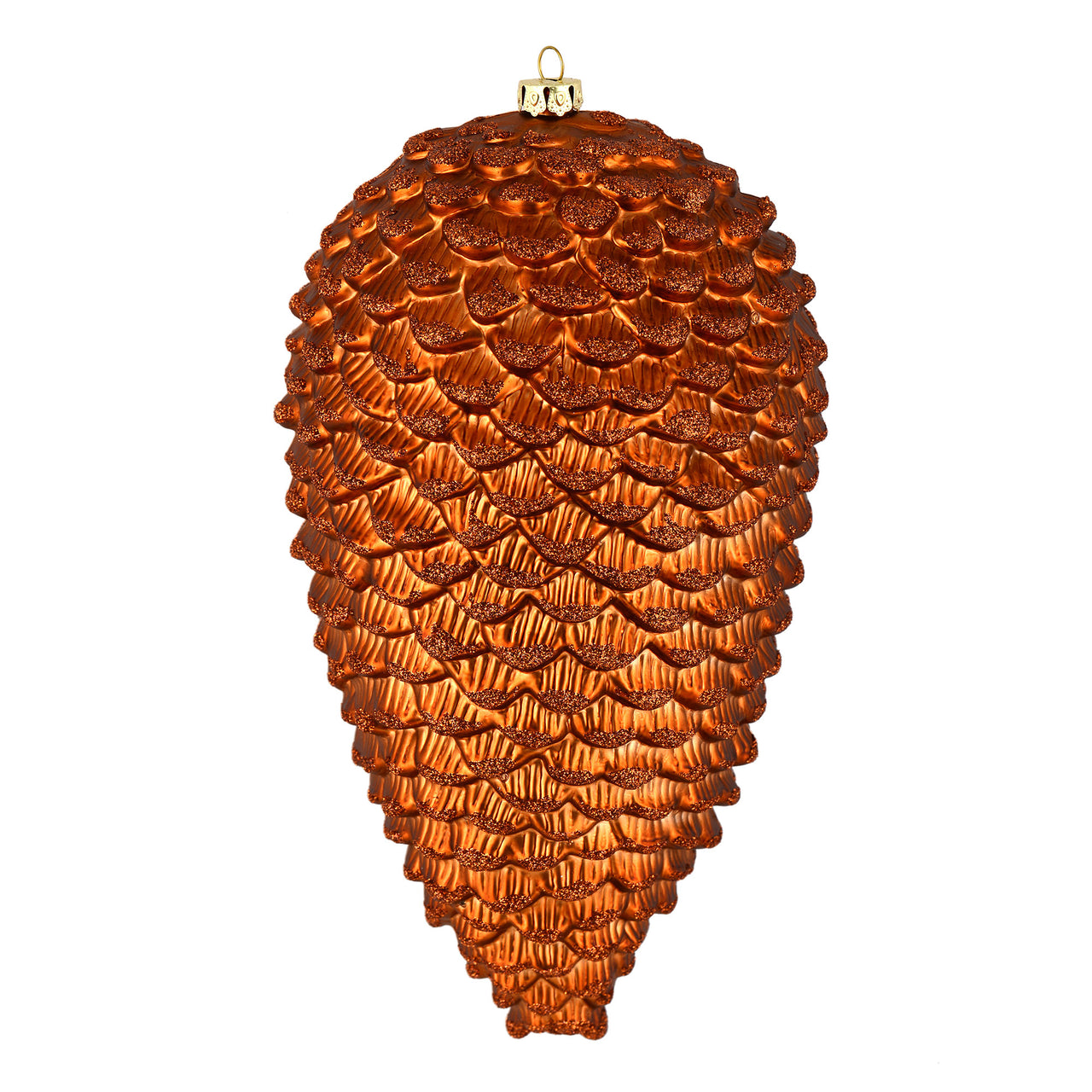 7" Copper Matte Glitter Pinecone