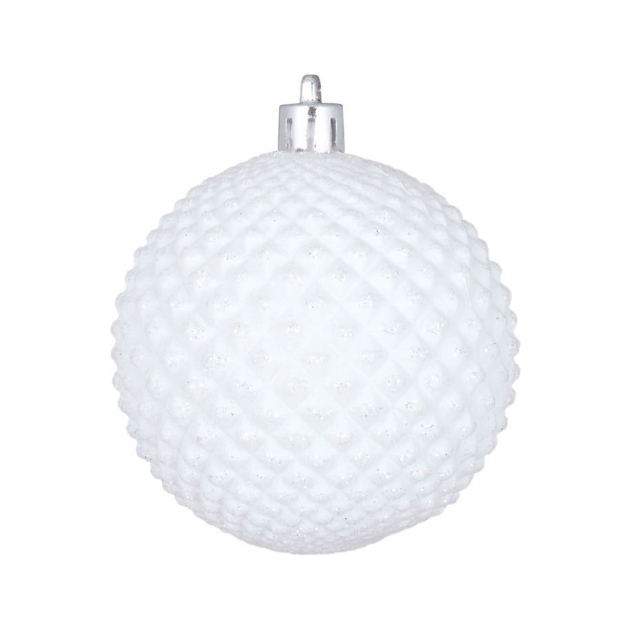 4" White Durian Glitter Ball