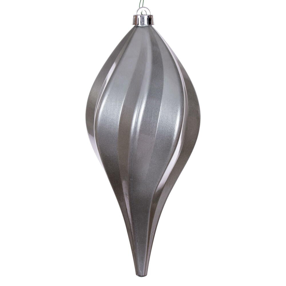 12" Pewter Candy Swirl Drop Drilled UV