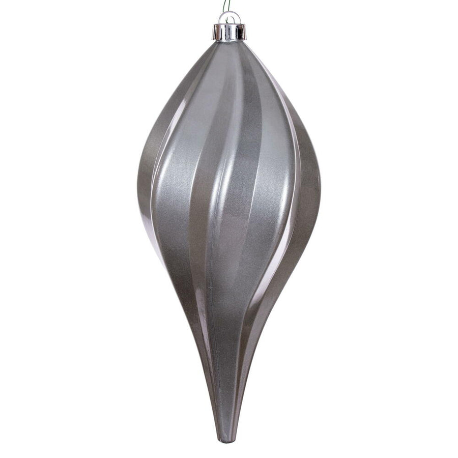 12" Pewter Candy Swirl Drop Drilled UV