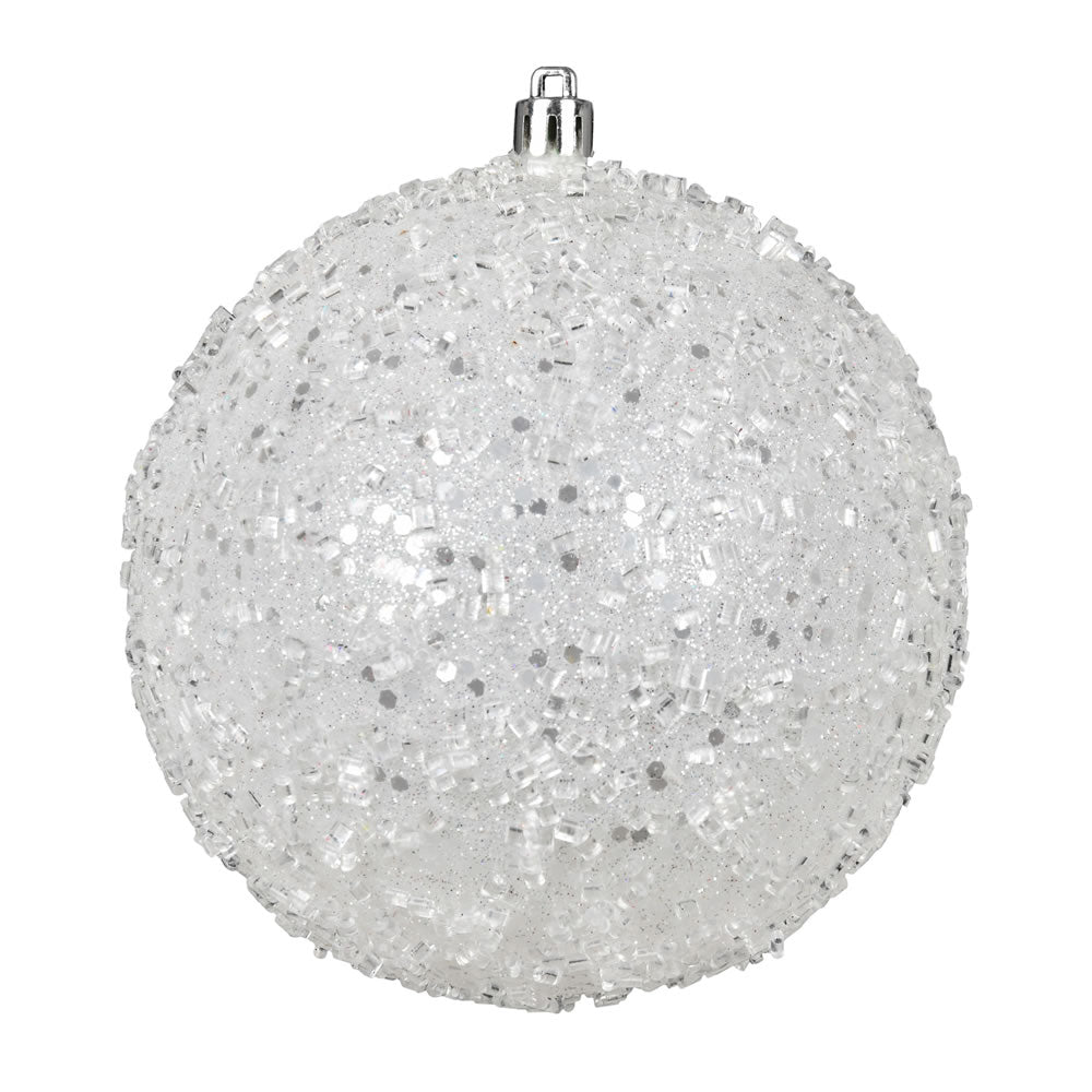 8" White Glitter Hail Ball