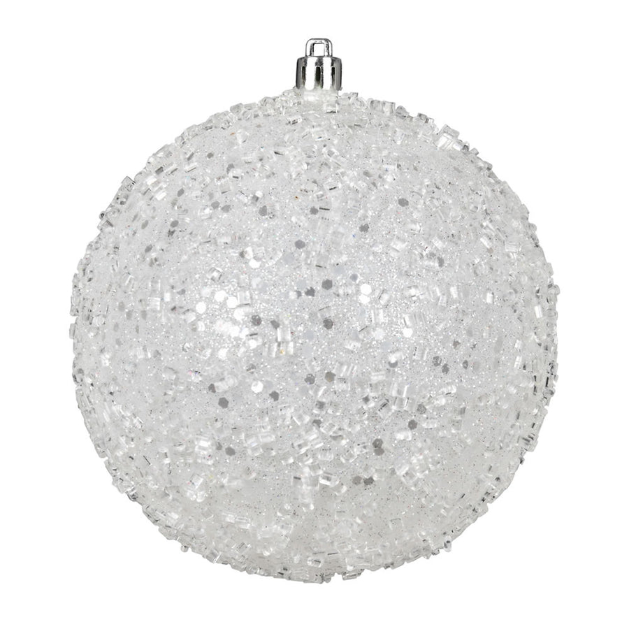 8" White Glitter Hail Ball