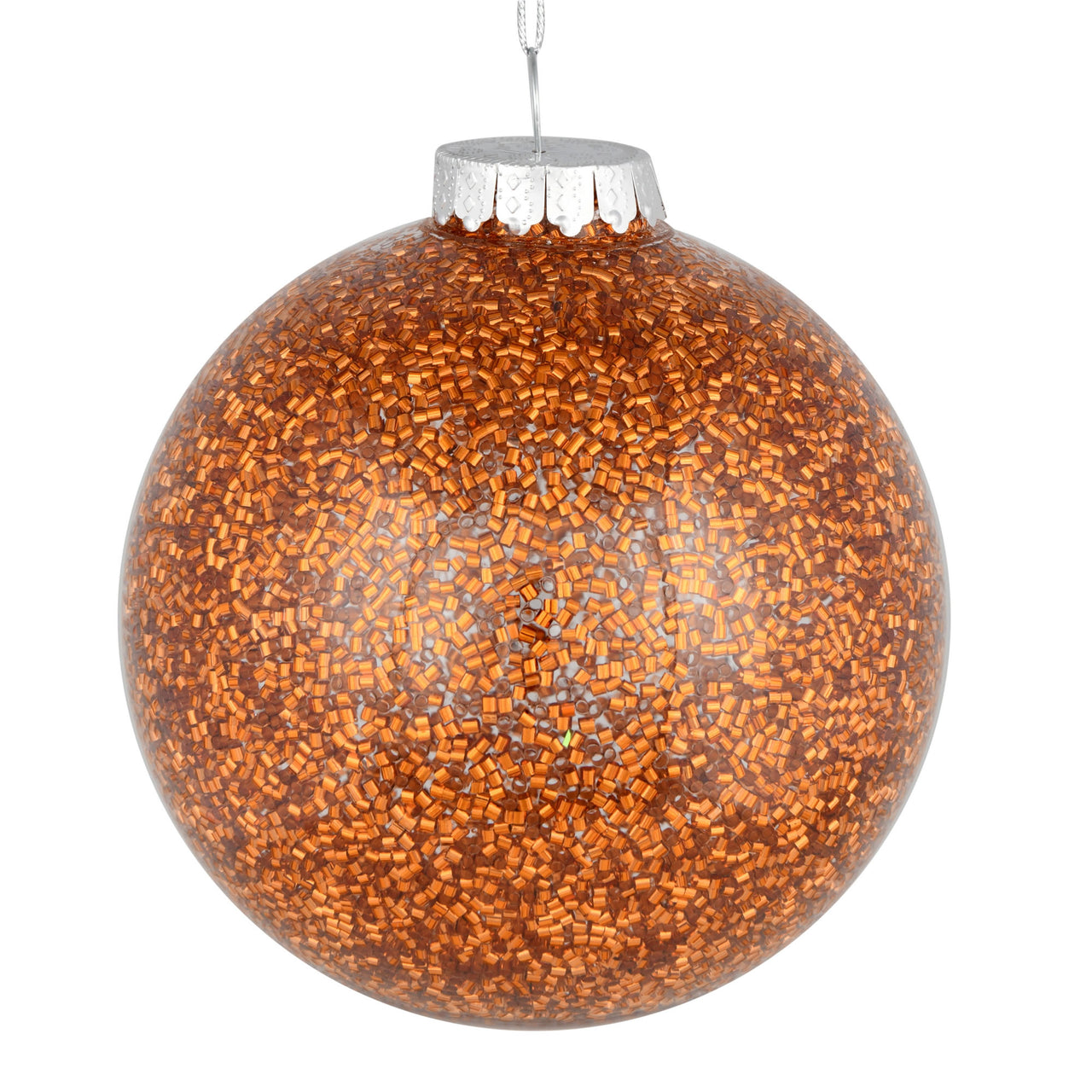 6" Copper Tinsel Clear Ball Orn