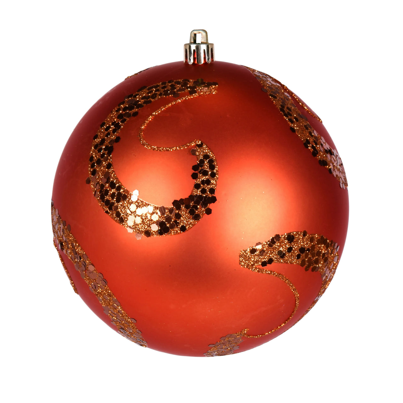 4" Brn Ornge Matte Sequin Drill Orn