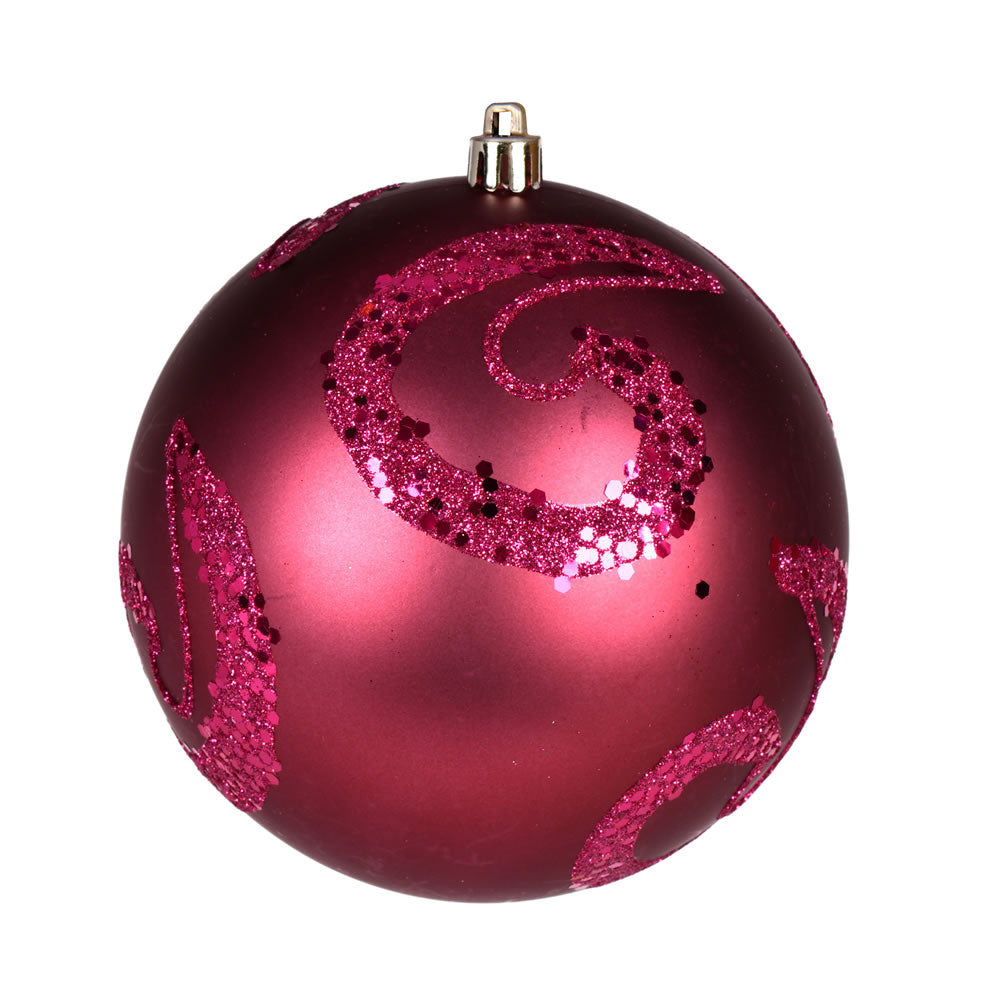 4" Berry Red Matte Sequin Drill Orn
