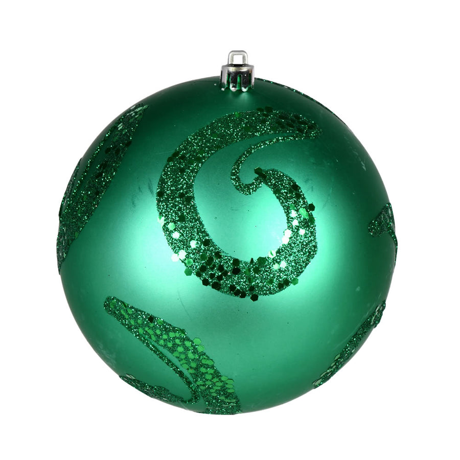 4" Seafm Green Matte Sequin Drl Orn