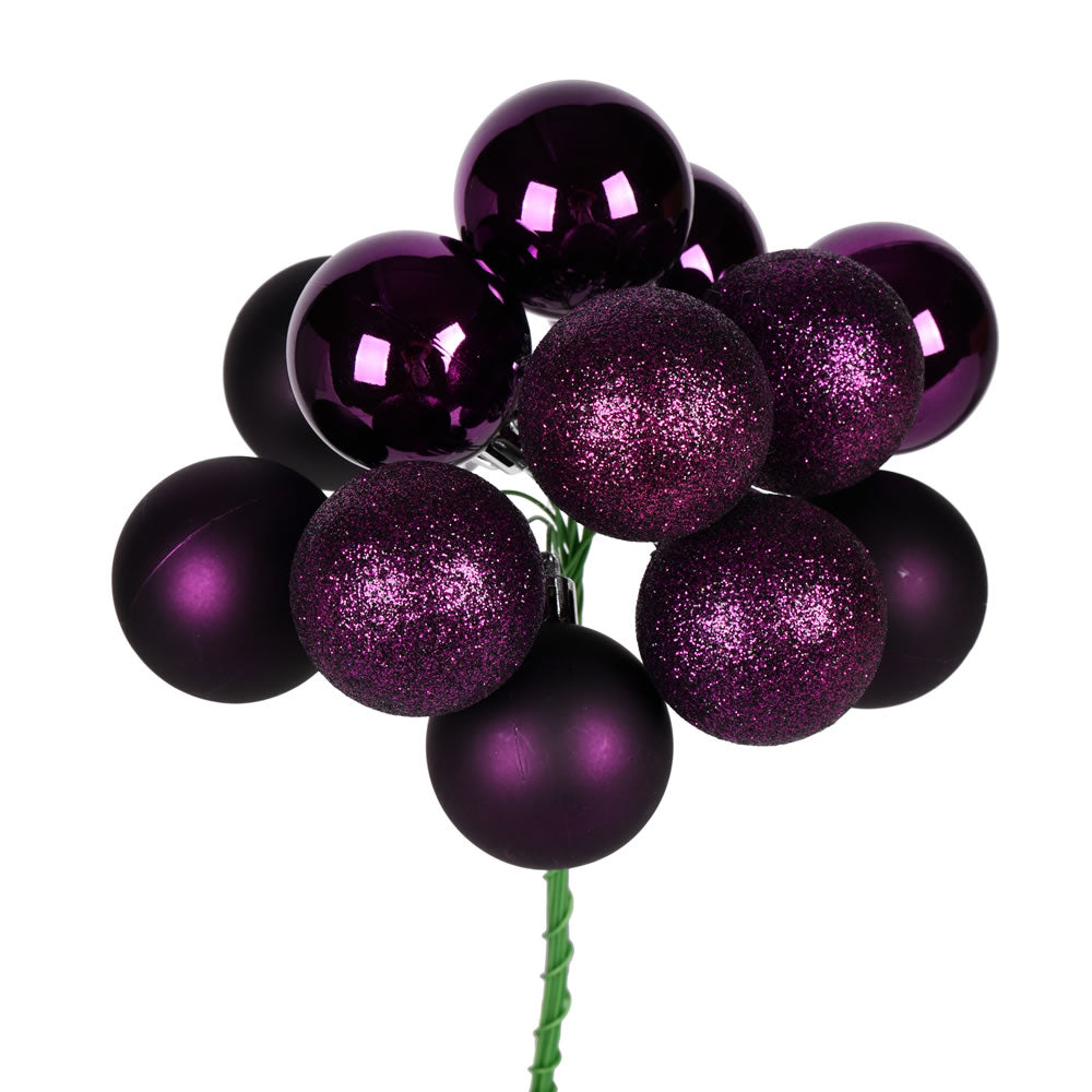 12" Plum Ball Ornament Pick
