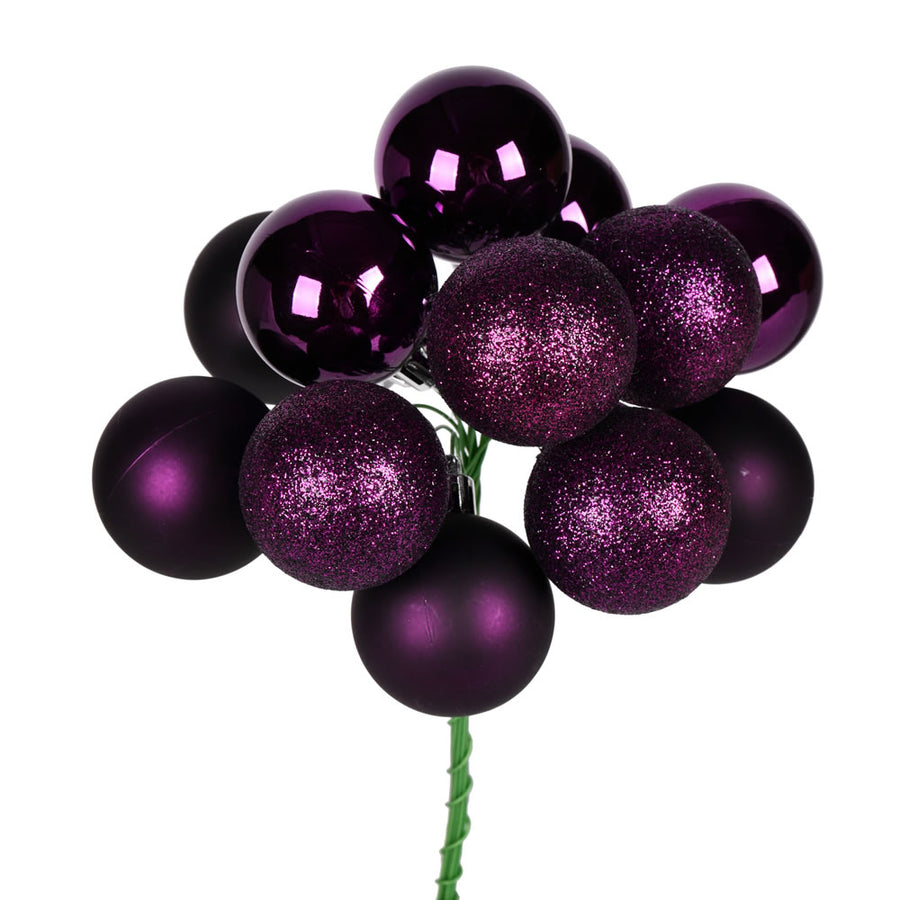 12" Plum Ball Ornament Pick