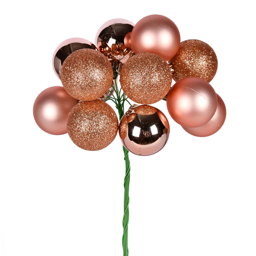 12" Rose Gold Ball Ornament Pick