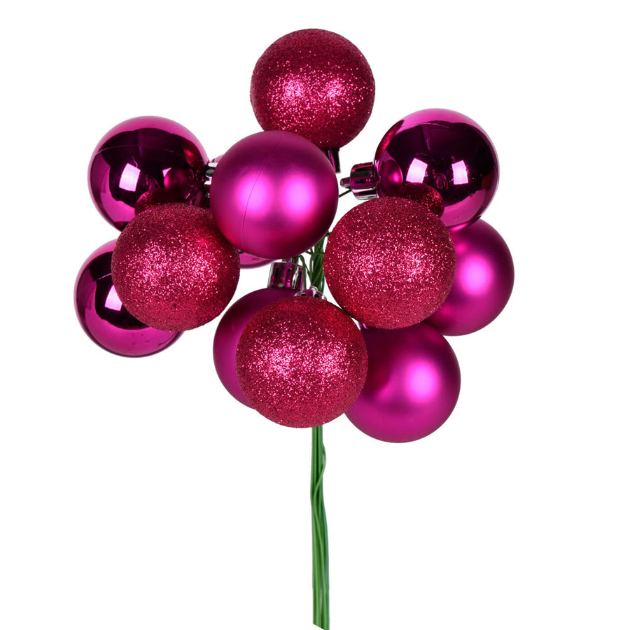 12" Fuchsia Ball Ornament Pick