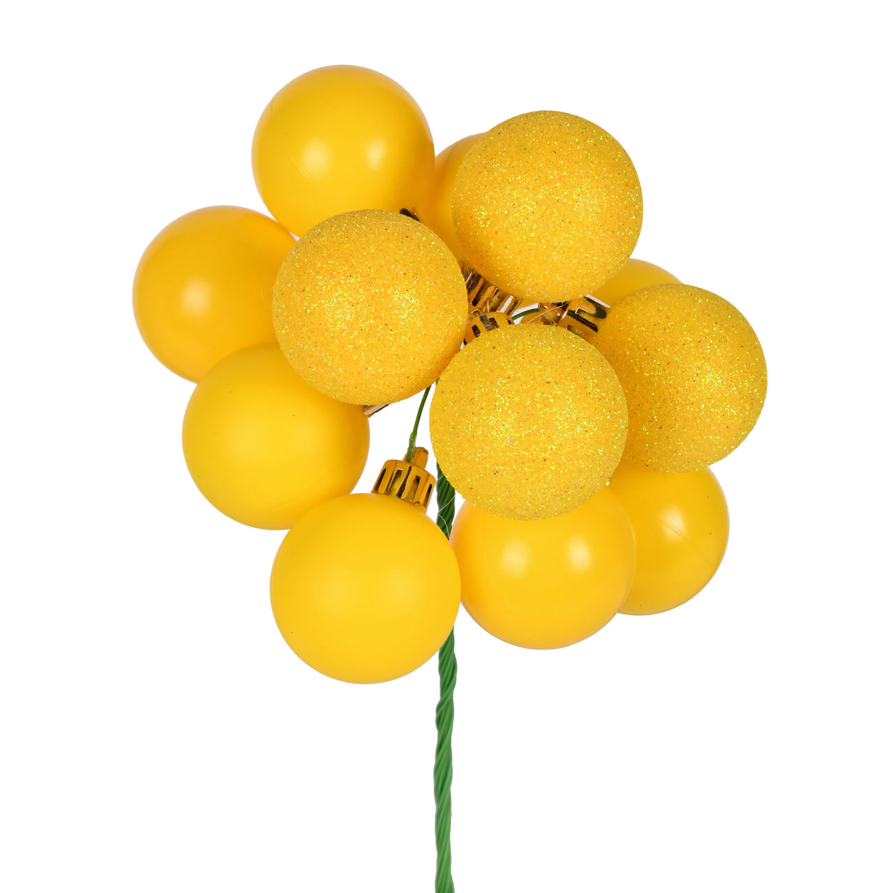 12" Yellow Ball Ornament Pick
