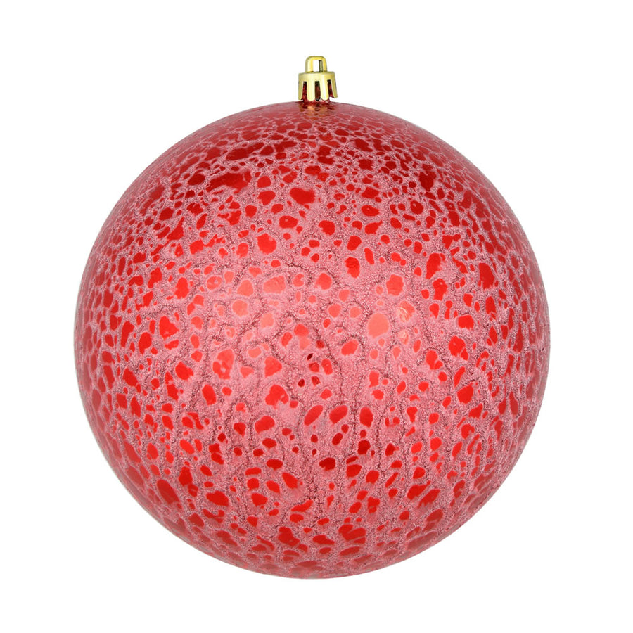 6" Red Crackle Ball Ornament