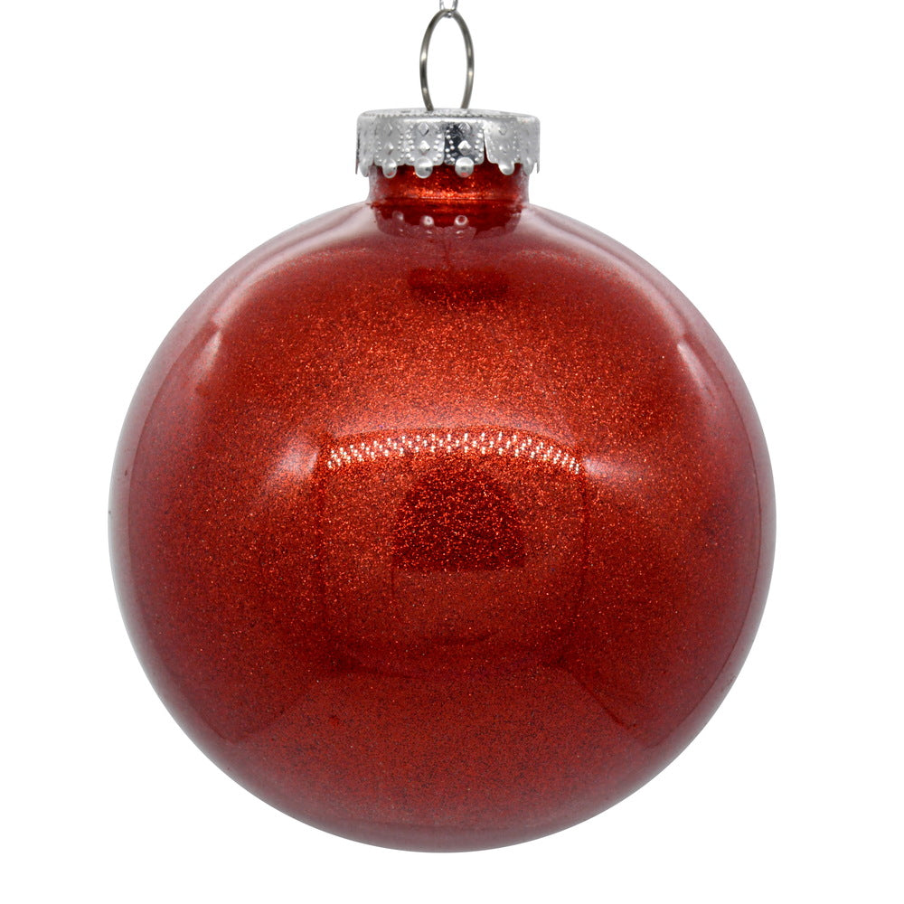 4" Red Glitter Clear Ball