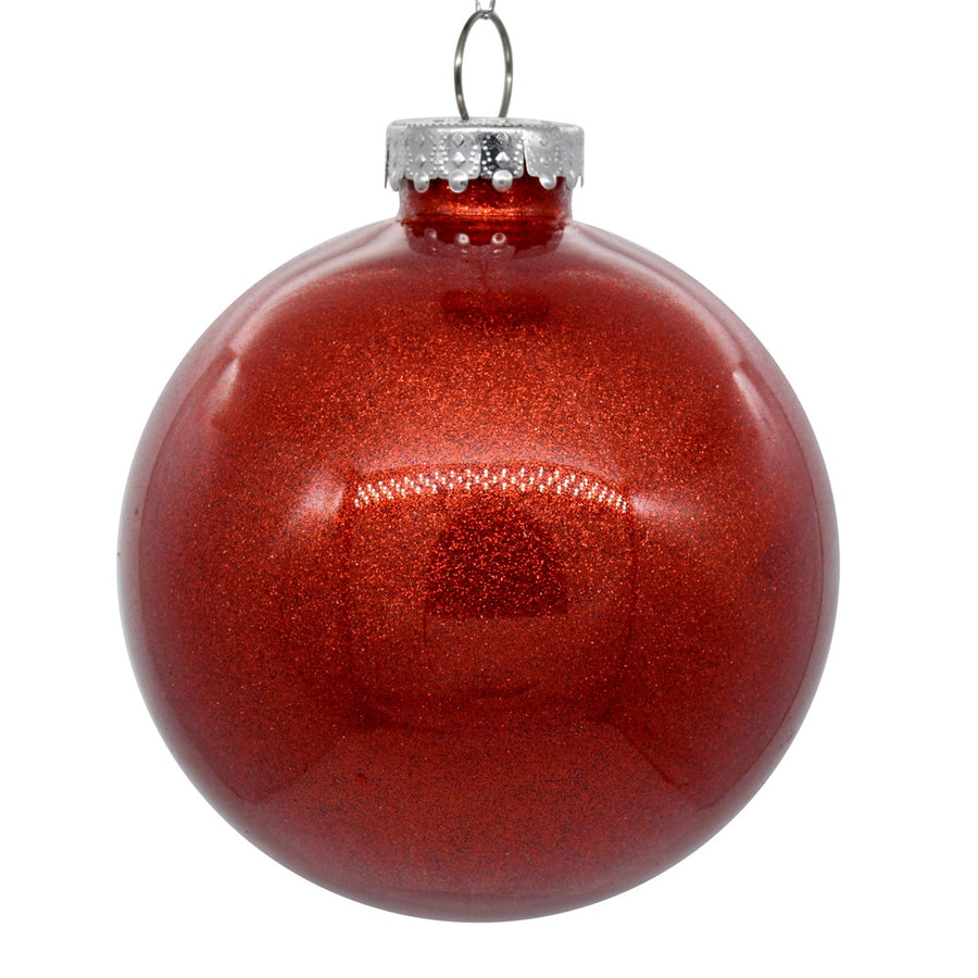 4" Red Glitter Clear Ball