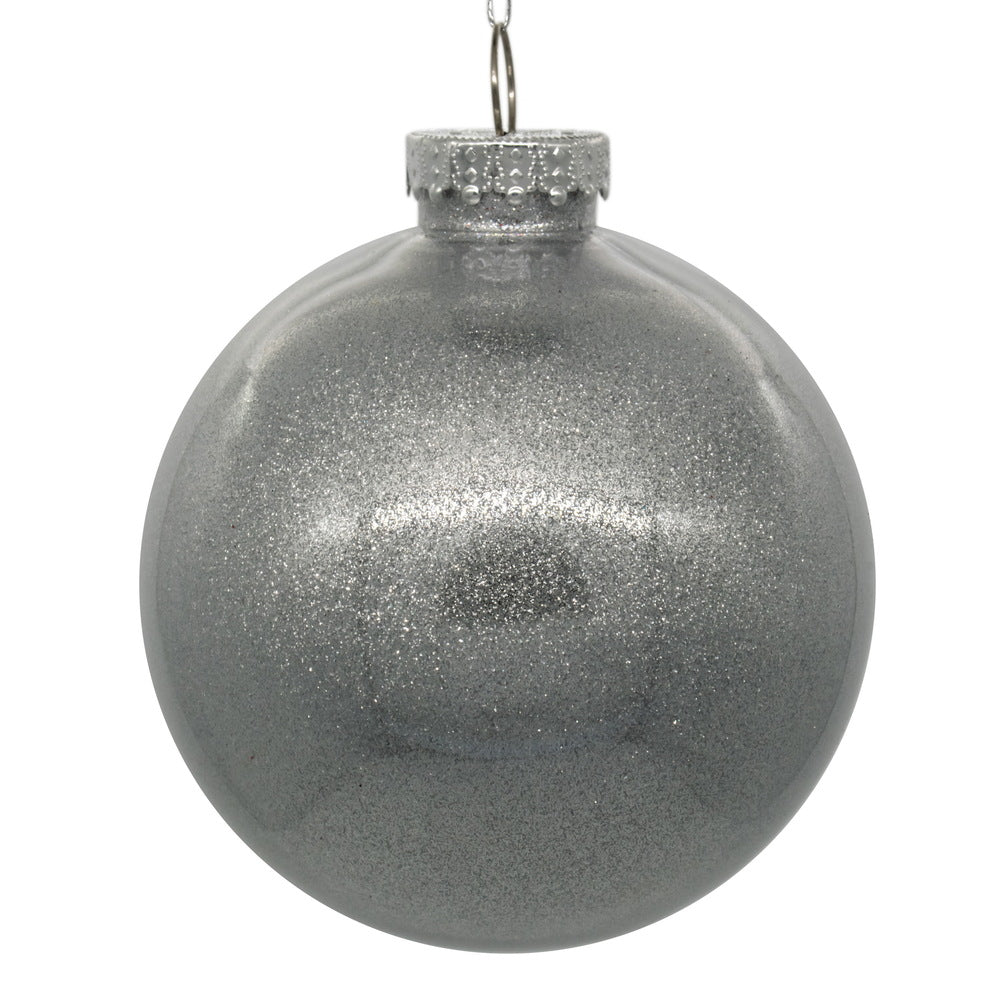 4" Silver Glitter Clear Ball
