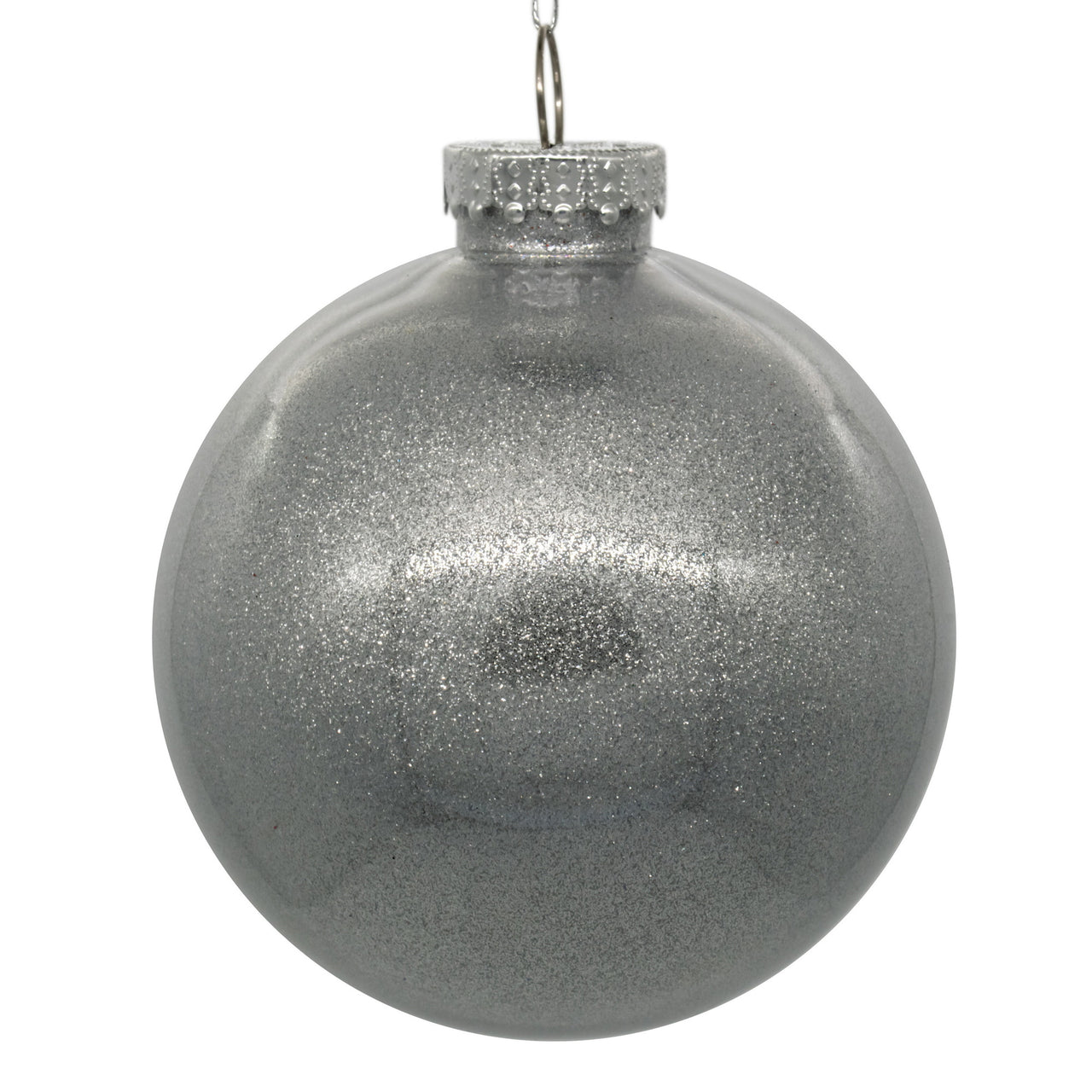6" Silver Glitter Clear Ball
