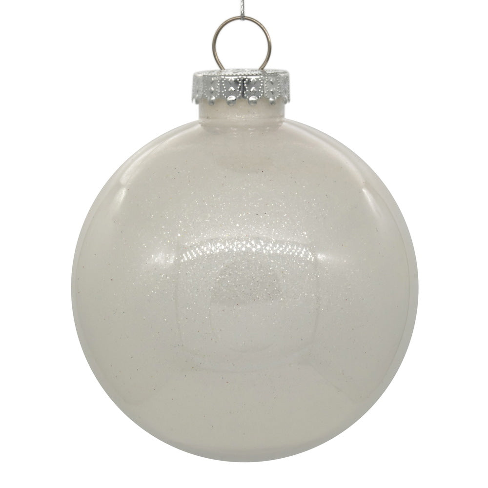 4" White Glitter Clear Ball