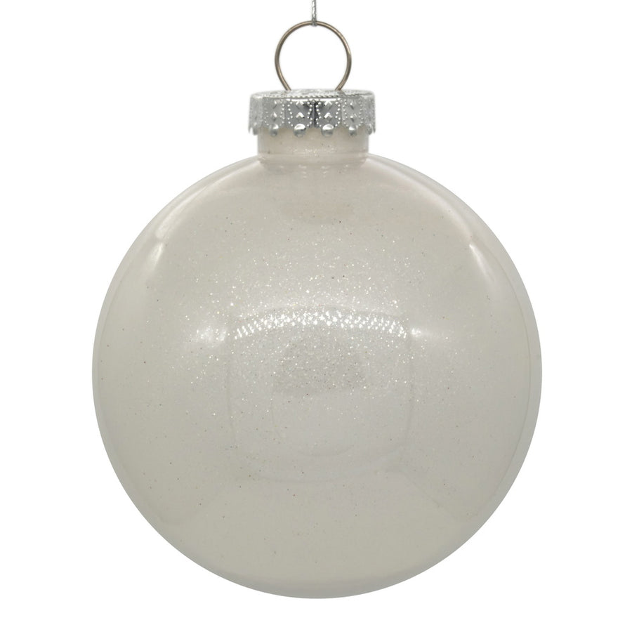 4" White Glitter Clear Ball